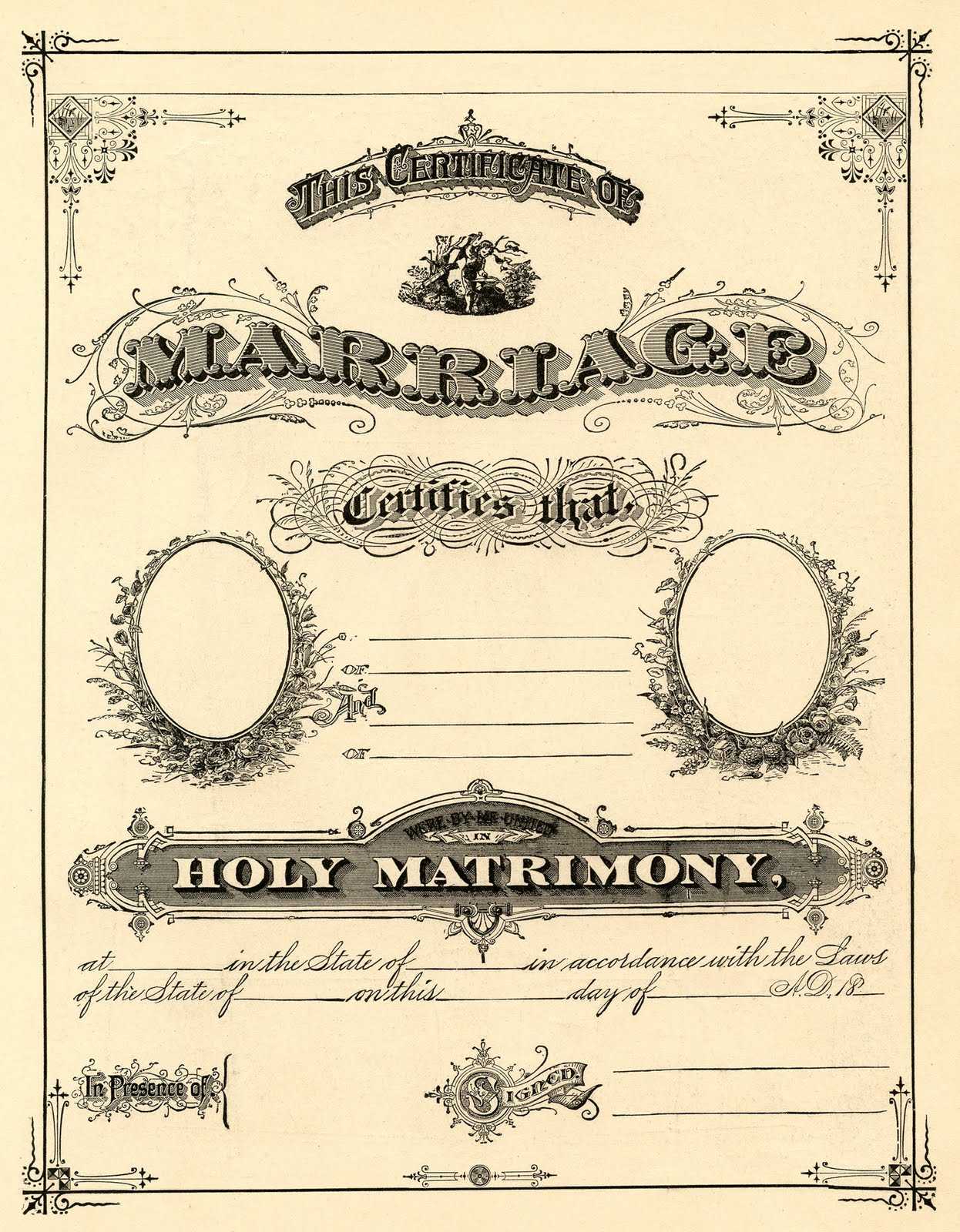 Antique Ephemera Clip Art - Printable Marriage Certificate For Blank Marriage Certificate Template