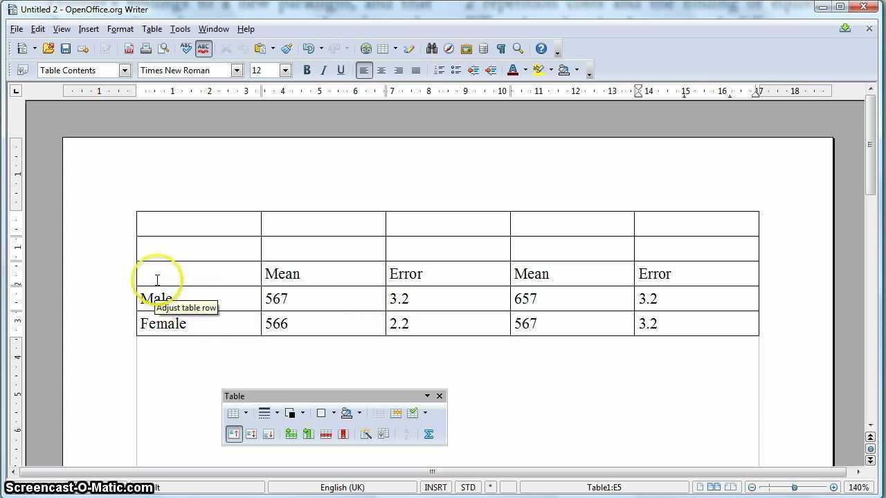 Apa Formatted Table In Open Office Within Apa Table Template Word