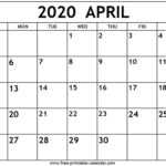 April 2020 Calendar – Free Printable Calendar Throughout Full Page Blank Calendar Template