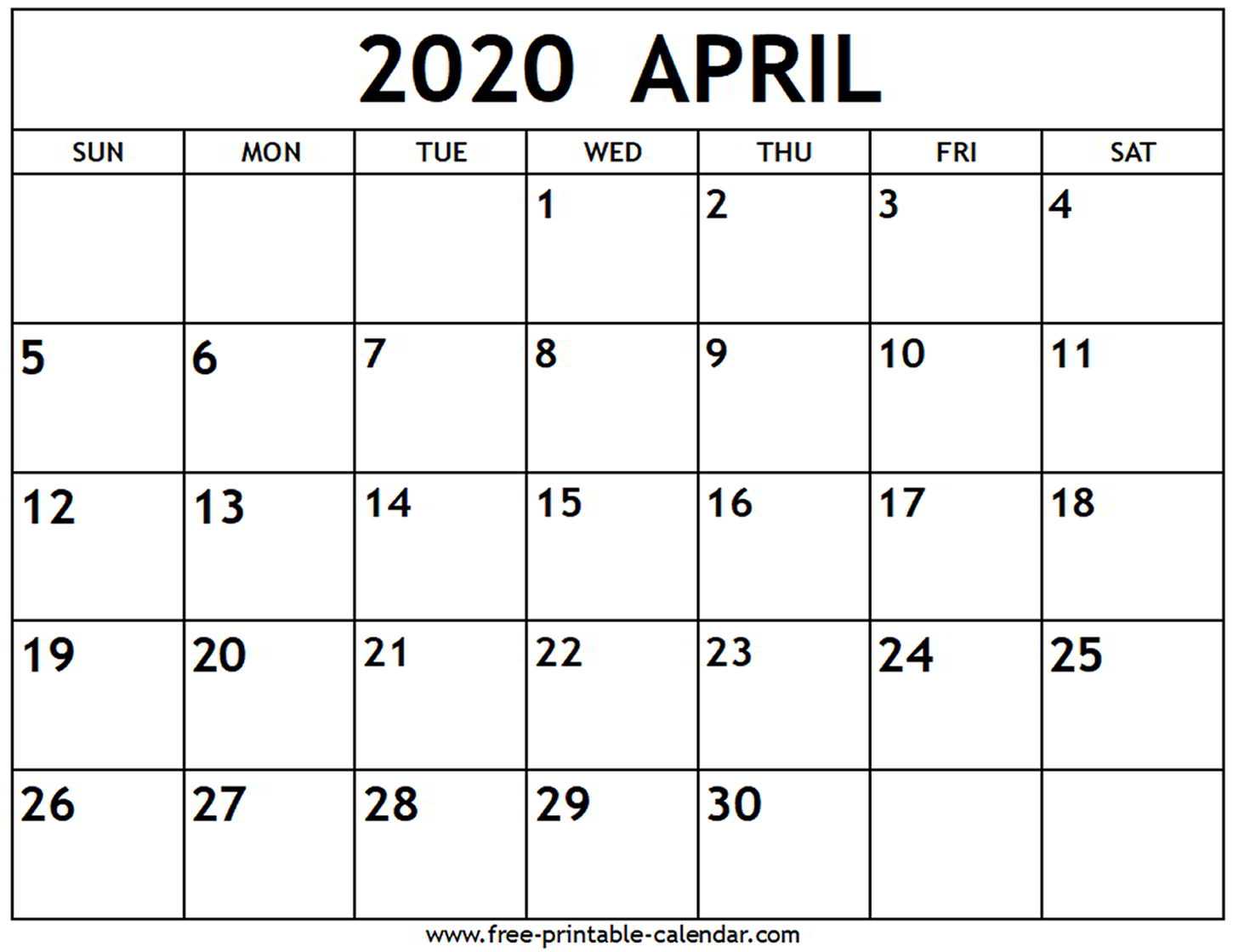 April 2020 Calendar – Free Printable Calendar Throughout Full Page Blank Calendar Template