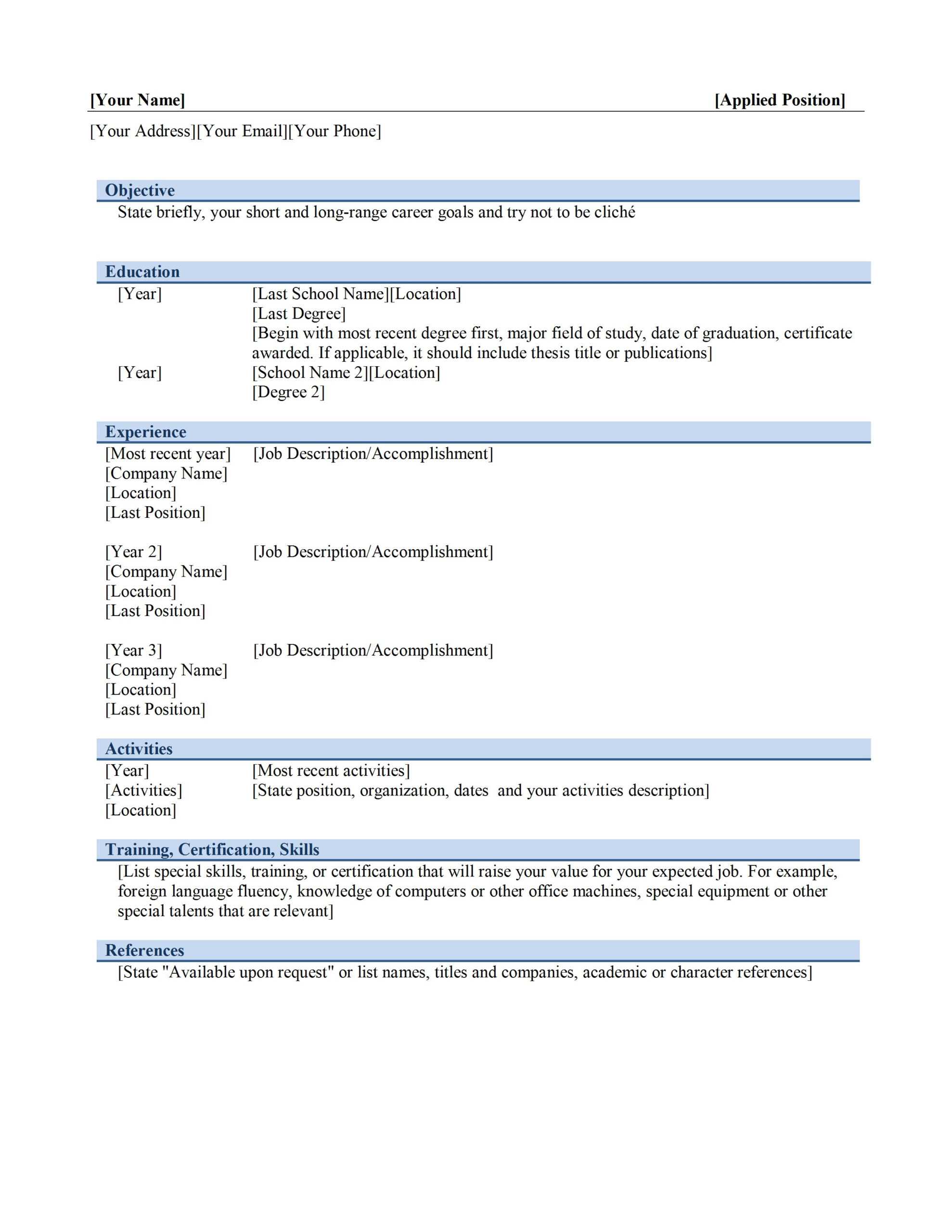 Attractive Resume Word Format Templae Template Window Sample Within Another Word For Template