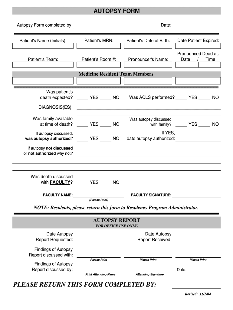 Autopsy Report Template – Fill Online, Printable, Fillable With Blank Autopsy Report Template