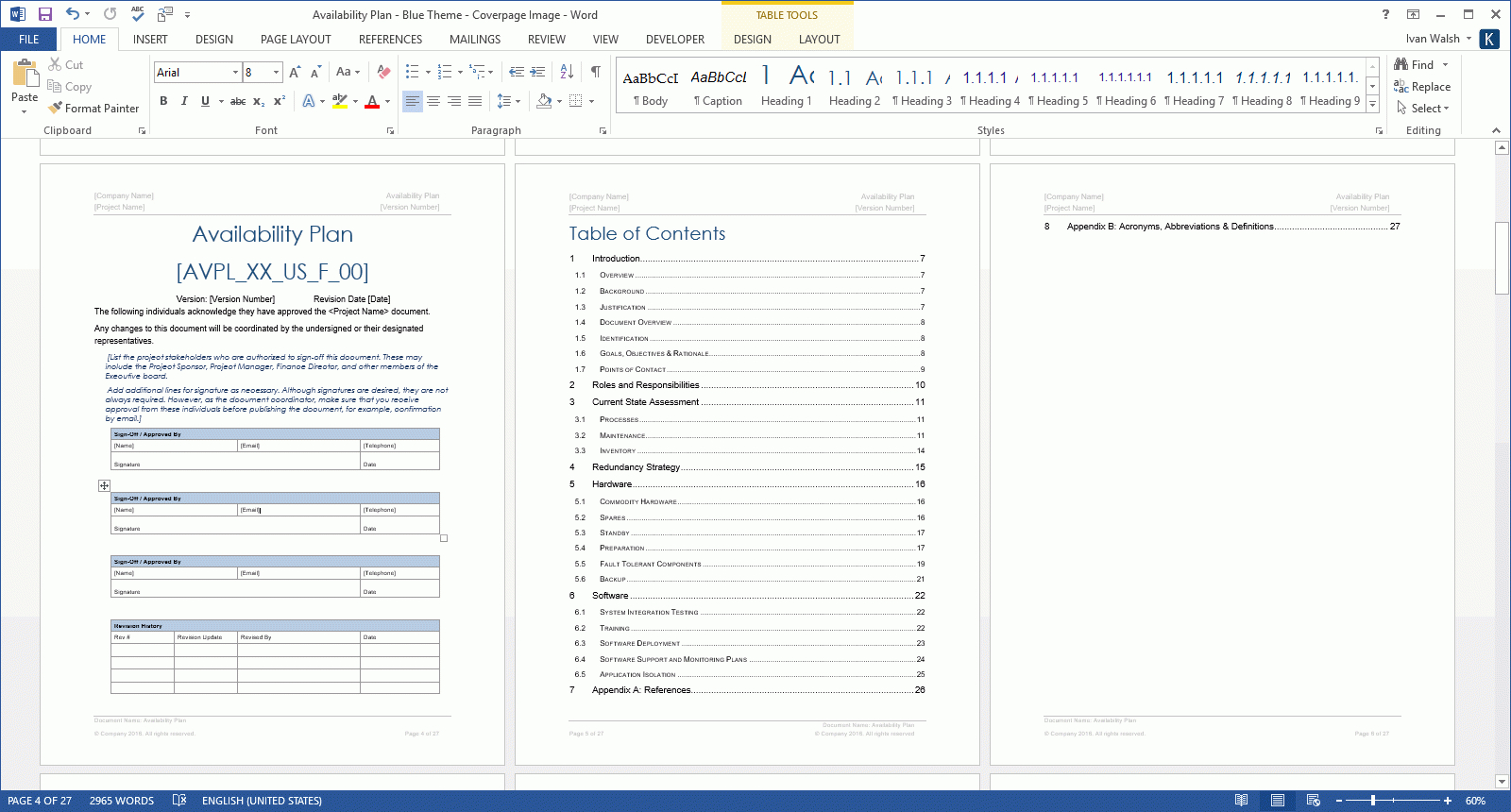 Availability Plan Template (Ms Office) Pertaining To Software Test Plan Template Word