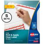 Avery 8 Tab Print & Apply Clear Label Dividers, 5 Sets (11437) – Walmart With Regard To 8 Tab Divider Template Word