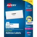 Avery® Easy Peel(R) Address Labels, Sure Feed(Tm) Technology, Permanent  Adhesive, 1 1/3" X 4", 1,400 Labels (5162) – Permanent Adhesive – 4" Width  X 1 For Label Template 21 Per Sheet Word