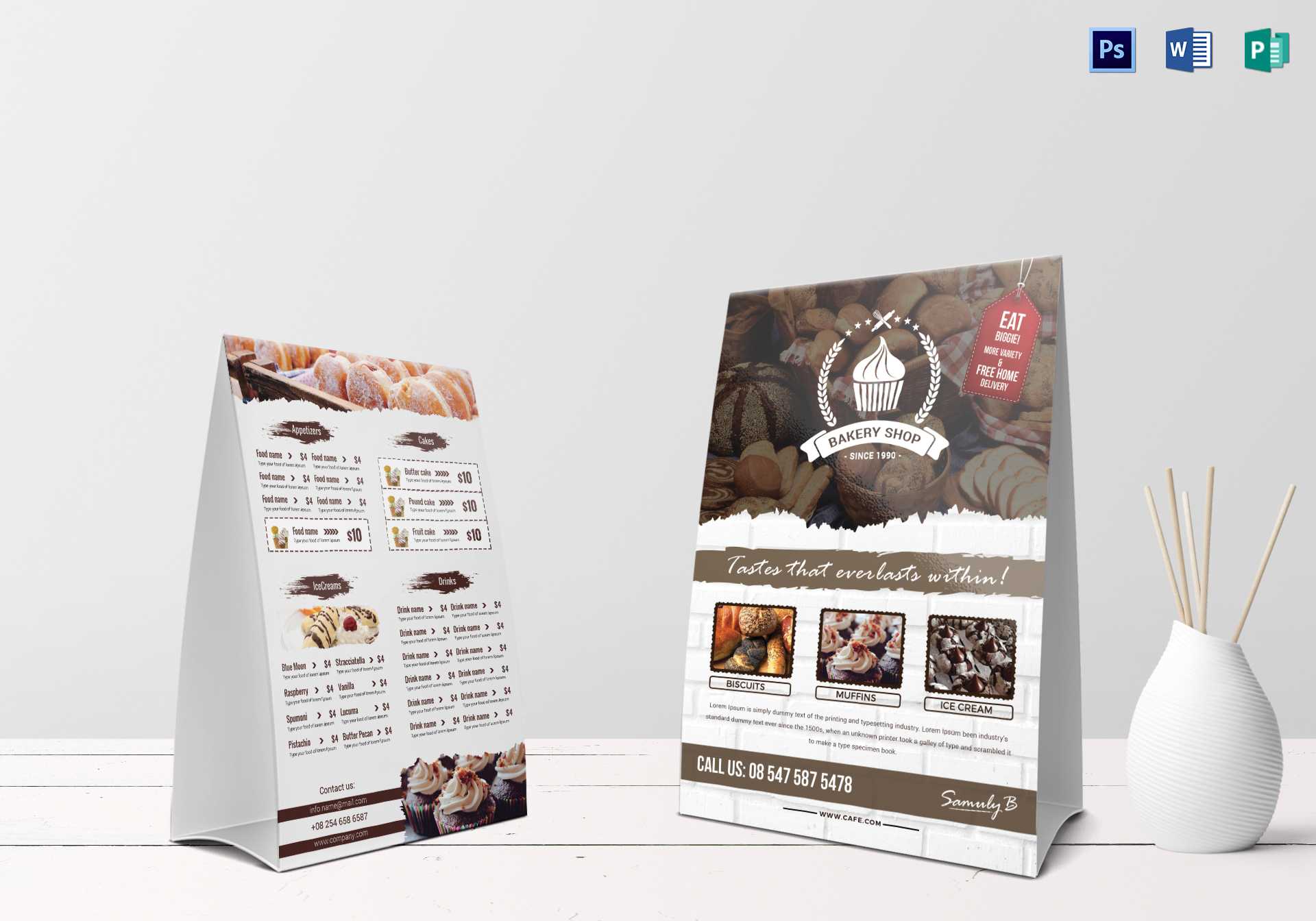 Bakery Menu Table Tent Template For Table Tent Template Word