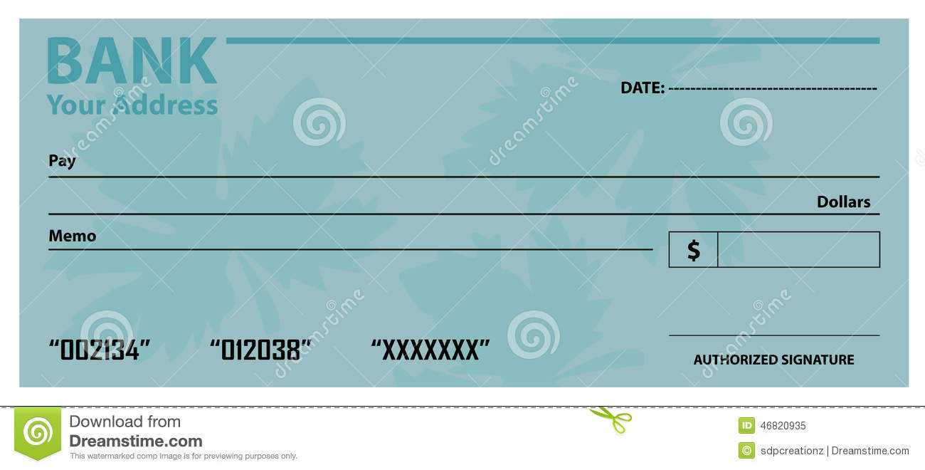 Bank Check / Cheque Template Stock Vector - Illustration Of Throughout Large Blank Cheque Template