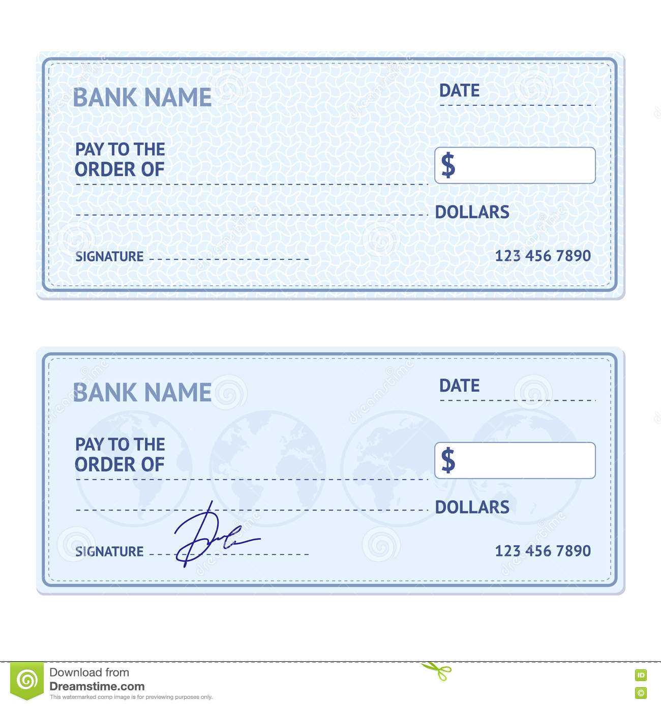 Bank Check Template Set. Vector Stock Vector – Illustration Within Blank Business Check Template