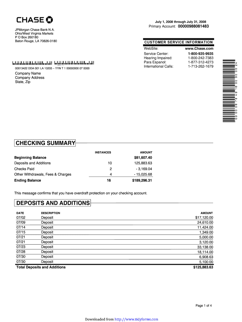 Bank Statement Template – Fill Out And Sign Printable Pdf Template | Signnow Throughout Blank Bank Statement Template Download