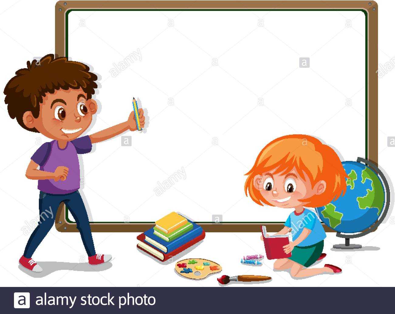 Banner Template With Boy And Girl In The Classroom Throughout Classroom Banner Template