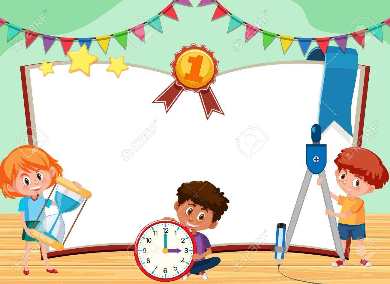 Banner Template With Three Kids Playing In The Classroom Illustration With Regard To Classroom Banner Template