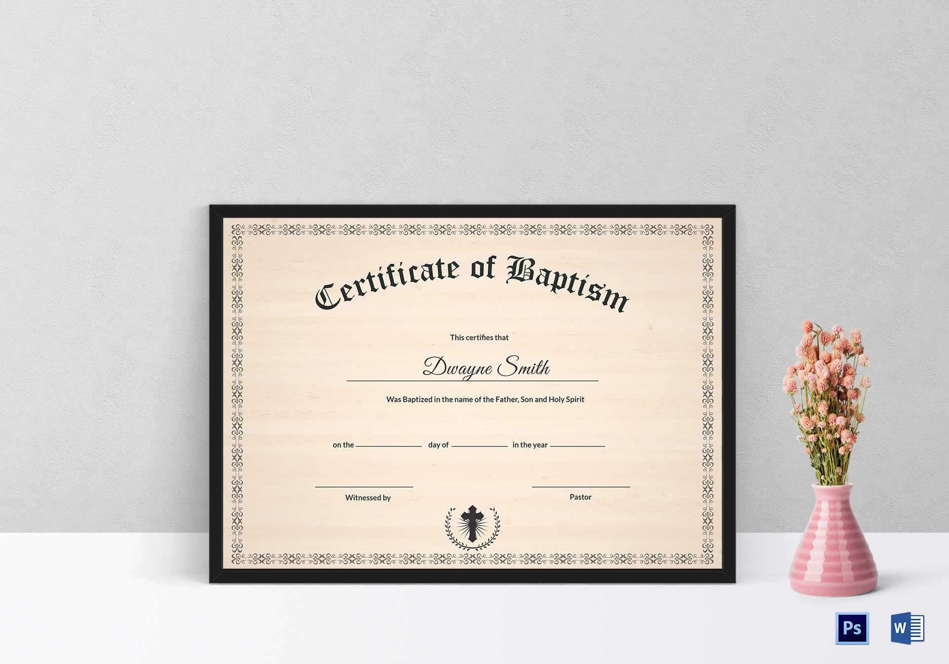 Baptism Certificate Template Pertaining To Baptism Certificate Template Word