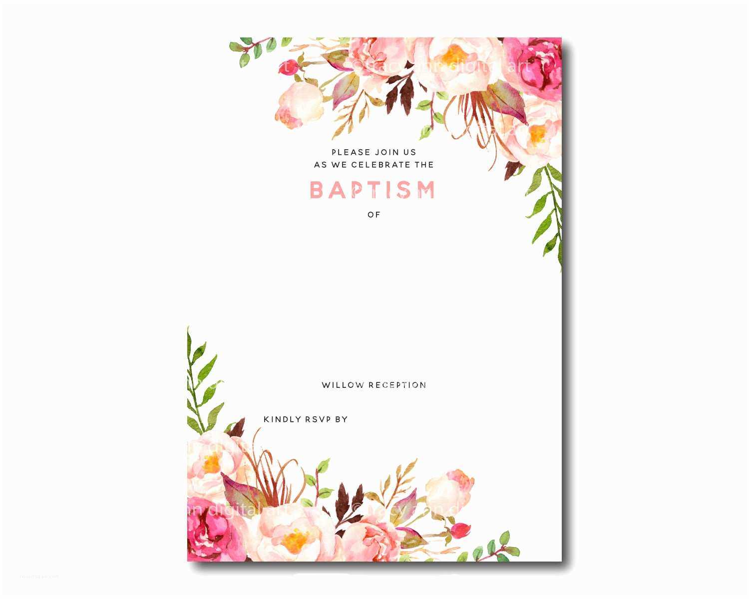Baptism Invitation Template Free Printable Baptism Floral With Blank Christening Invitation Templates