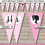 Barbie Party Banner Template Inside Free Happy Birthday Banner Templates Download