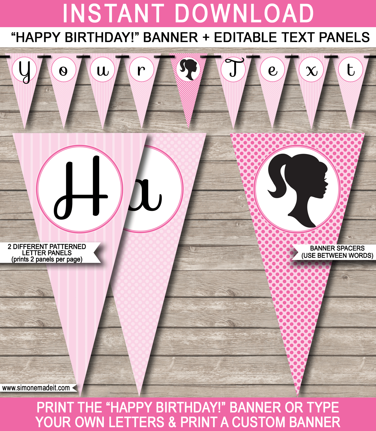 Barbie Party Banner Template Within Diy Birthday Banner Template