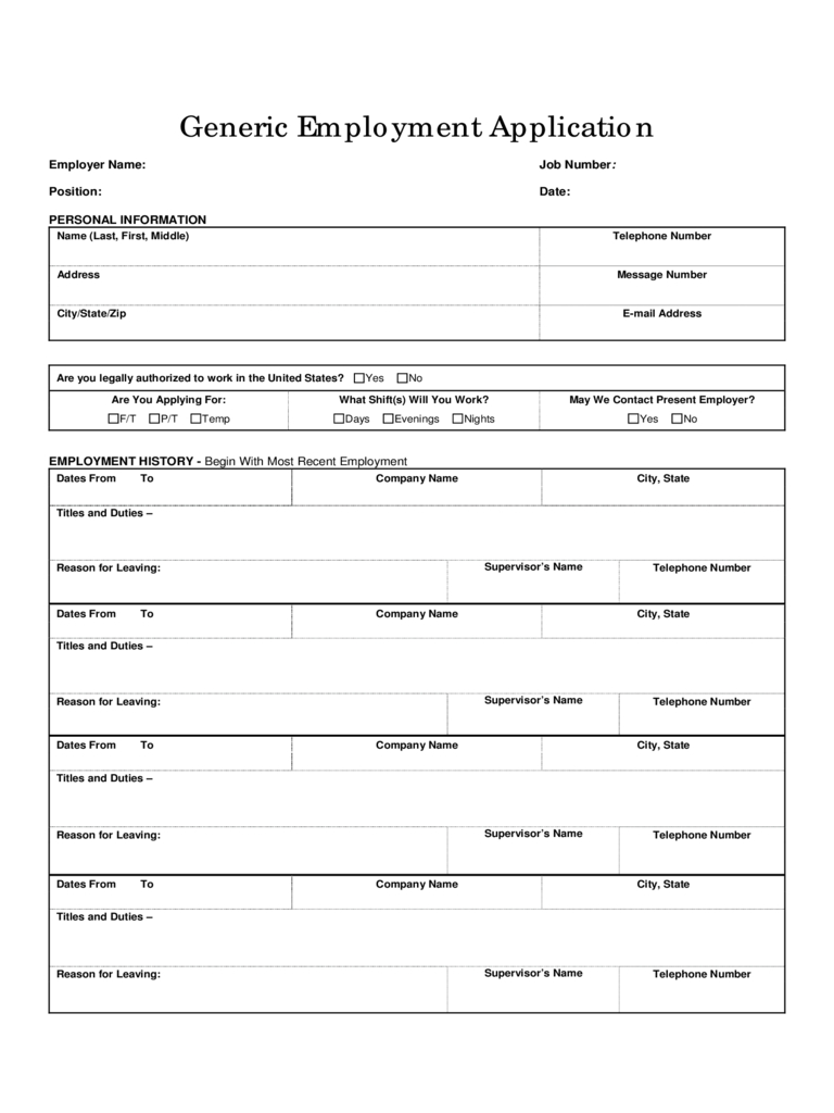 Basic Job Application Form – 5 Free Templates In Pdf, Word Inside Job Application Template Word Document