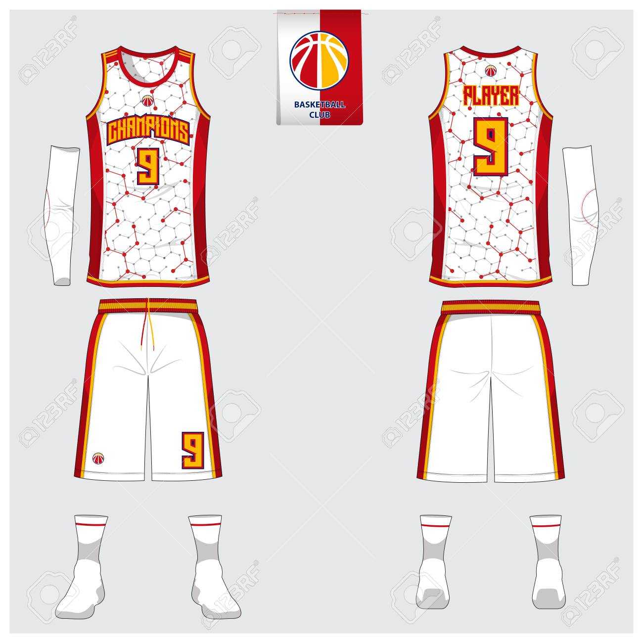 Basketball Uniform Or Sport Jersey, Shorts, Socks Template For.. Inside Blank Basketball Uniform Template