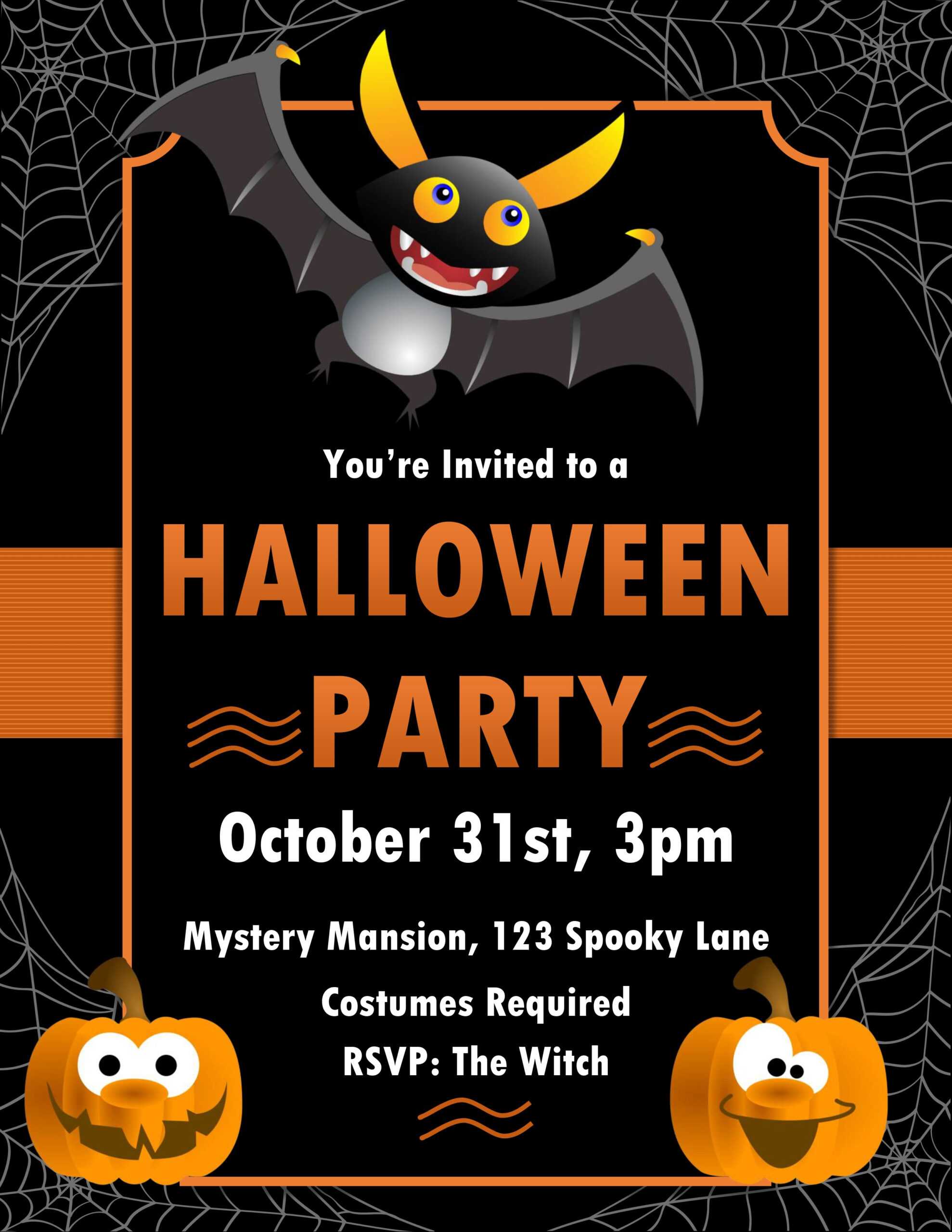 Batty Halloween Invitation Intended For Free Halloween Templates For Word