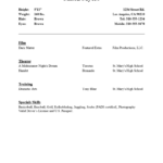 Beginner Acting Resume : Resume Templates With Theatrical Resume Template Word