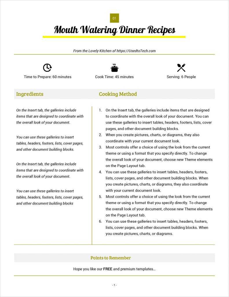 Best Looking Full Page Recipe Card In Microsoft Word – Used Within Full Page Recipe Template For Word