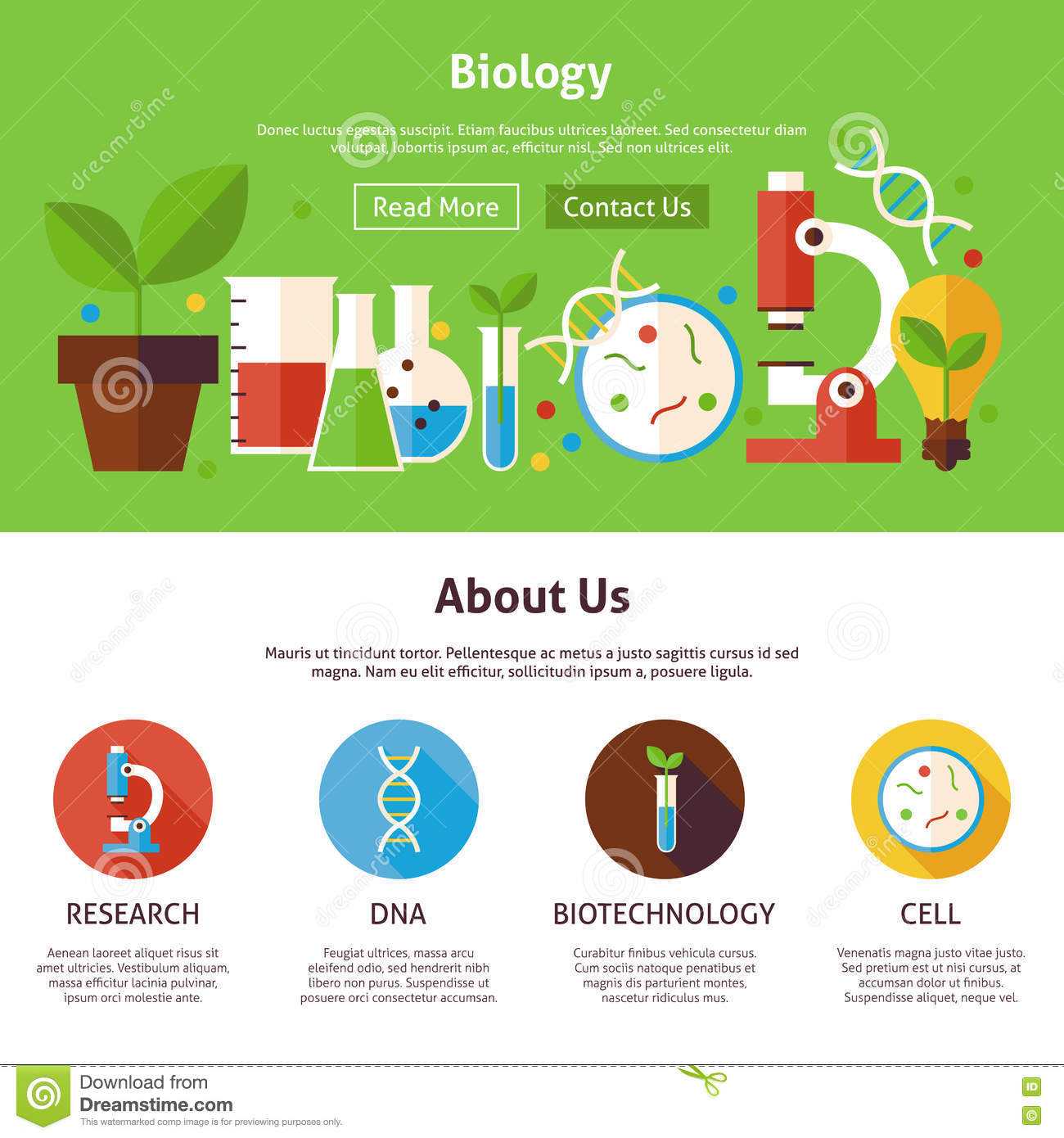 Biology Science Flat Web Design Template Stock Vector Within Science Fair Banner Template