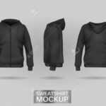 Black Sweatshirt Hoodie Template In Three Dimensions: Front,.. Intended For Blank Black Hoodie Template