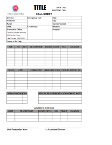 Blank Call Sheet | Templates At Allbusinesstemplates inside Blank Call Sheet Template