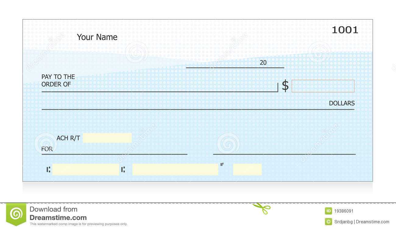 Blank Check Stock Vector. Illustration Of Blank, Transaction With Large Blank Cheque Template