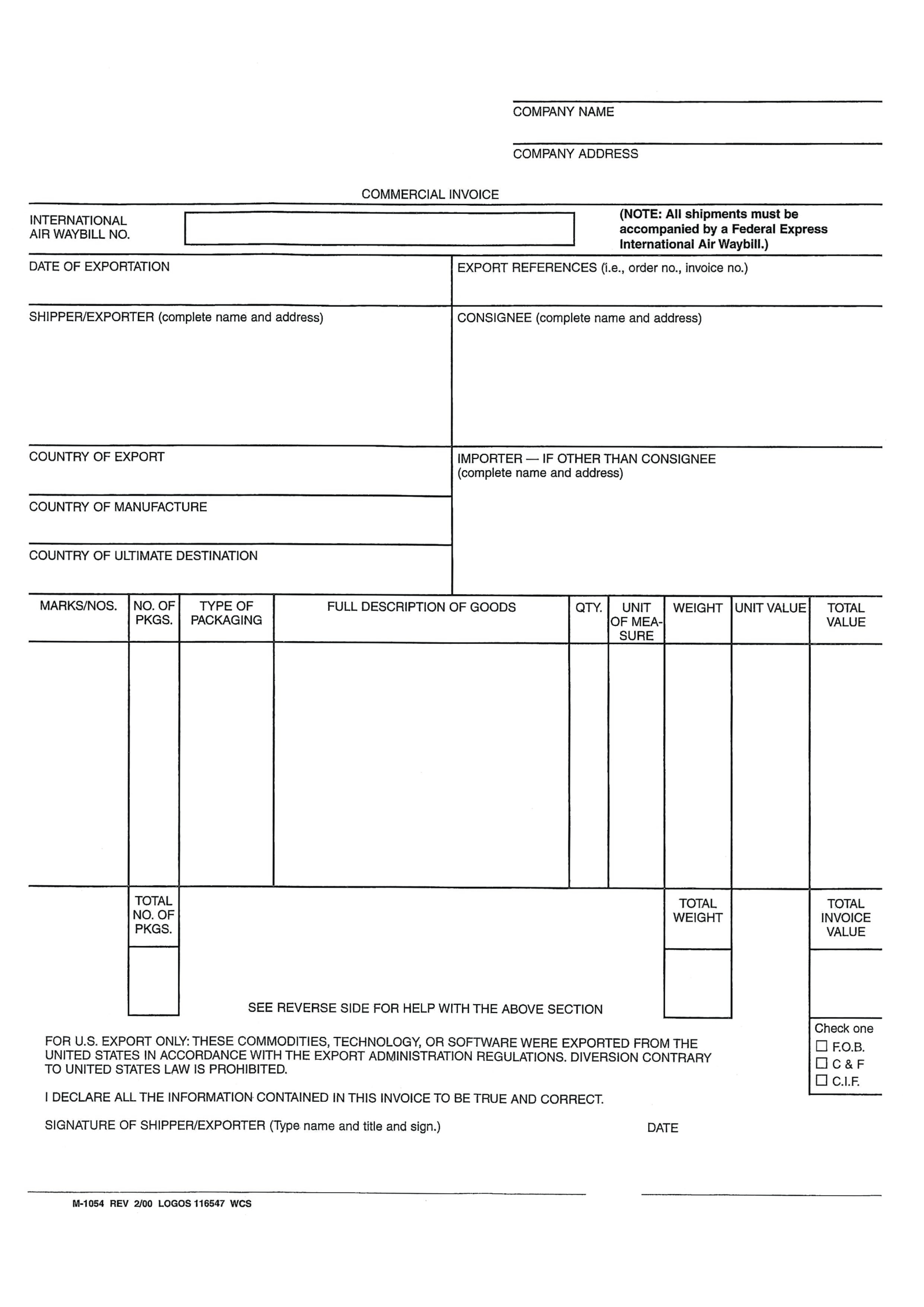 Blank Commercial Invoice Word | Templates At With Commercial Invoice Template Word Doc