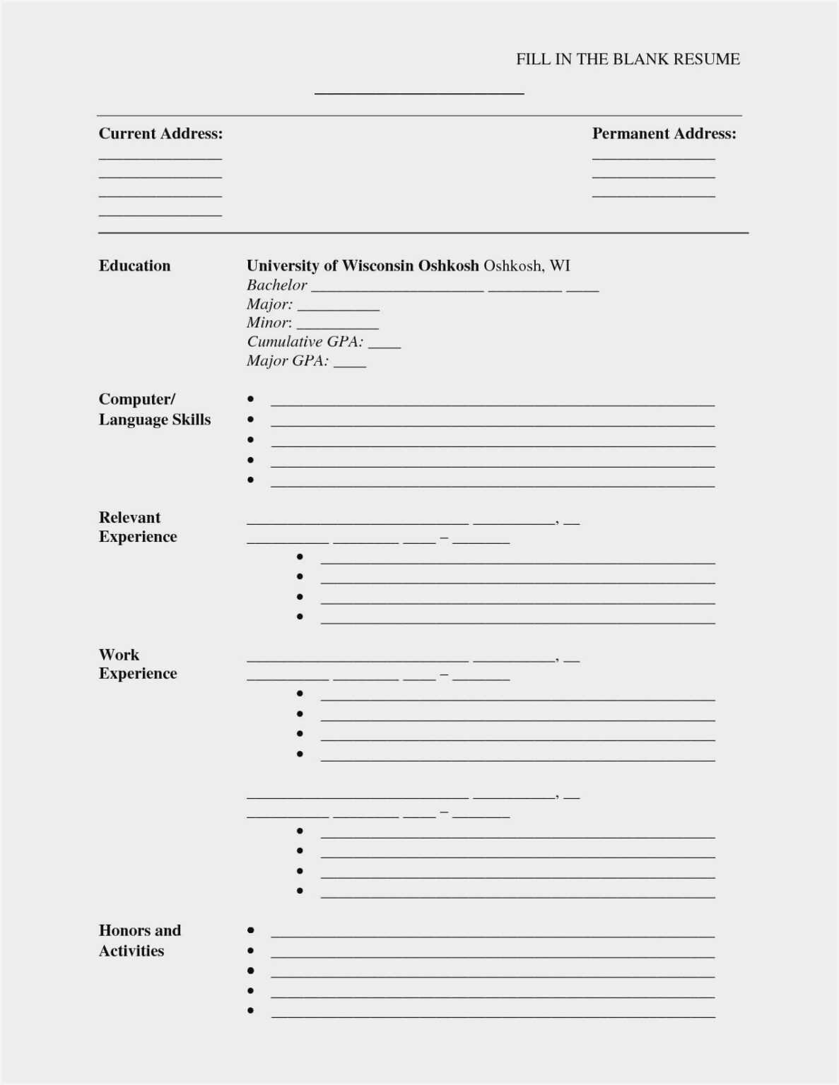 blank resume template