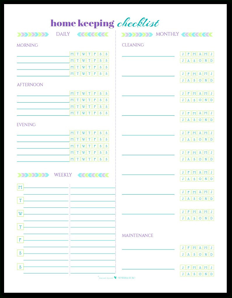 Blank Home Keeping Checklist Printables Inside Blank Cleaning Schedule Template