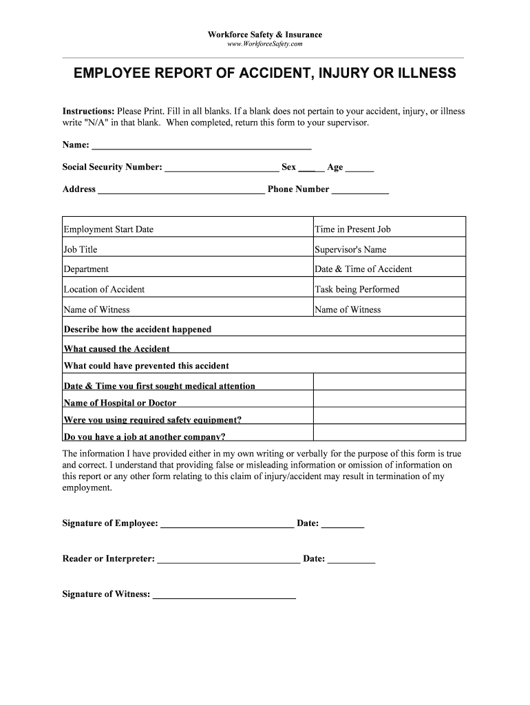 Blank Incident And Injury Report Pdf – Fill Online In Insurance Incident Report Template