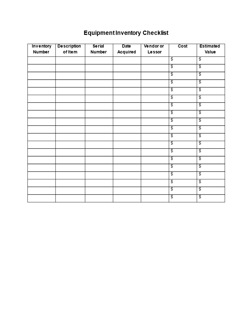 Blank Inventory Checklist In Word | Templates At Inside Blank Checklist Template Word