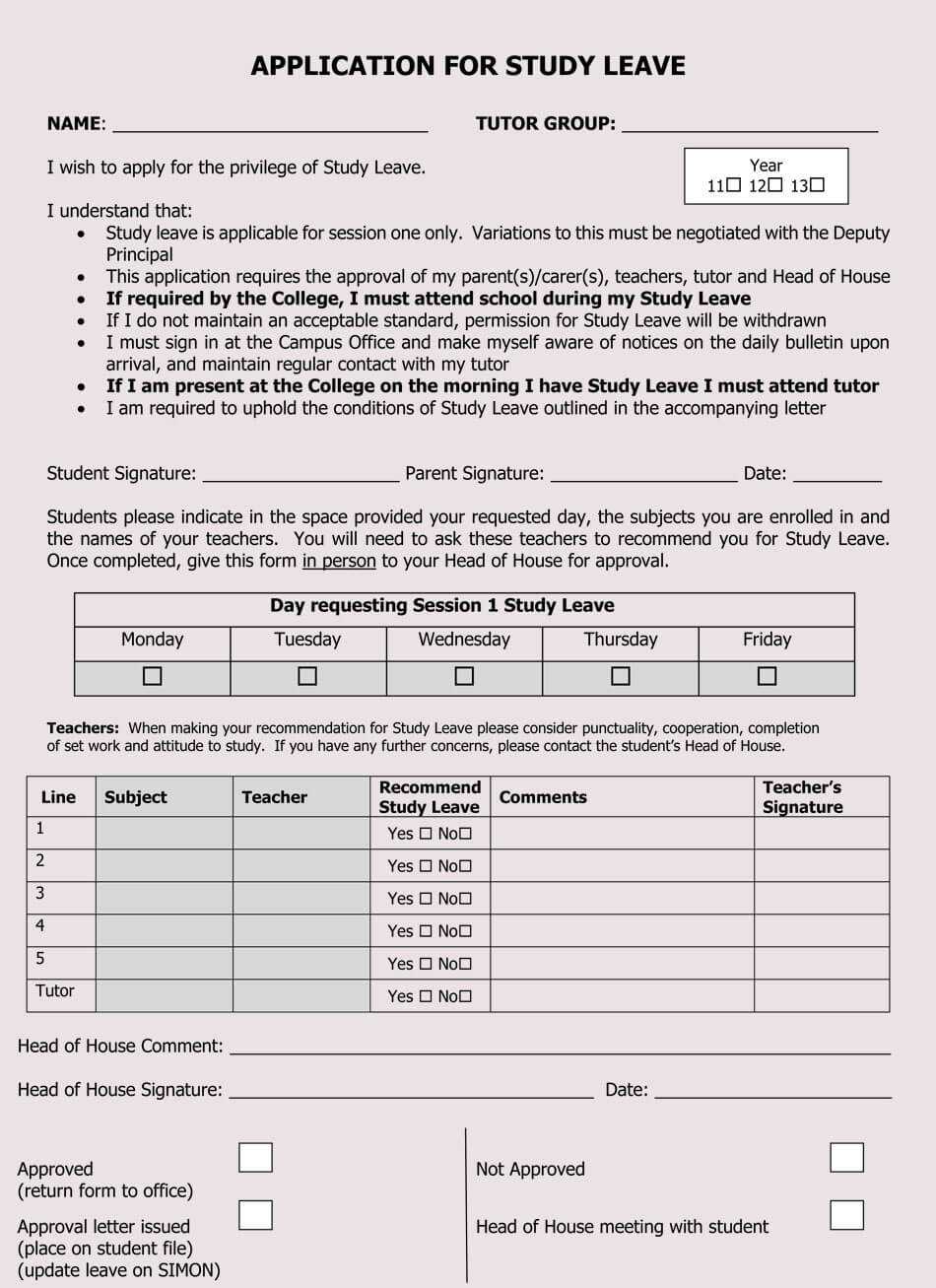 Blank Leave Application Form Templates (8+ Pdf Samples) With Regard To School Registration Form Template Word