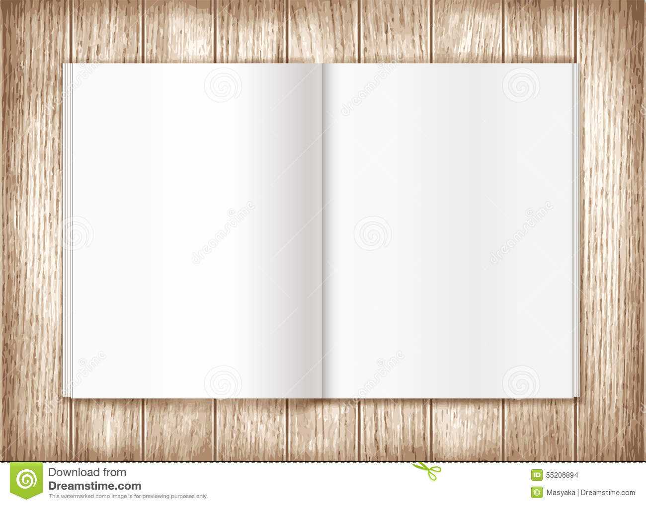 Blank Magazine On Wooden Background. Template Stock Inside Blank Magazine Spread Template