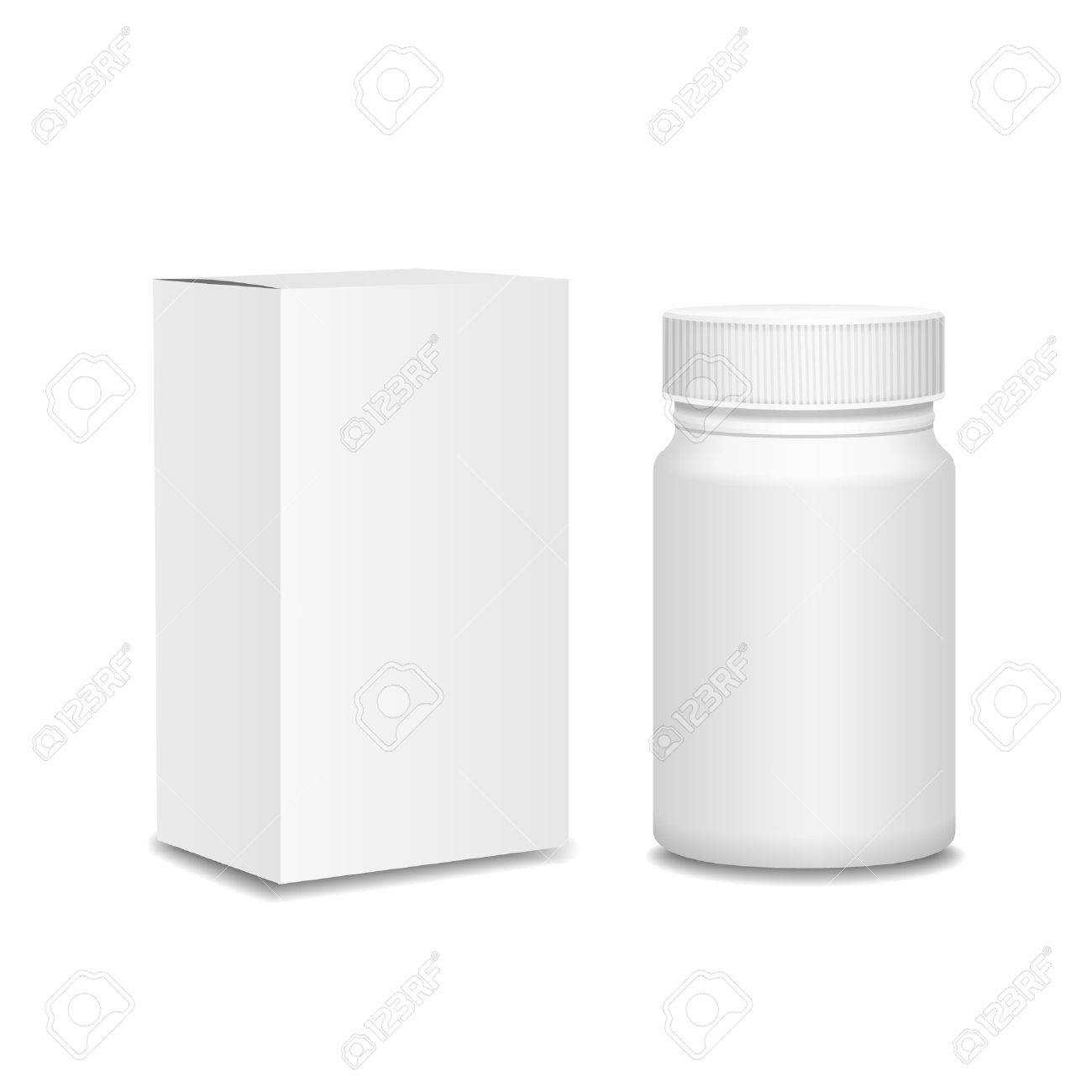 Blank Medicine Bottle And Cardboard Packaging, Vitamins, Examples.. Regarding Blank Packaging Templates