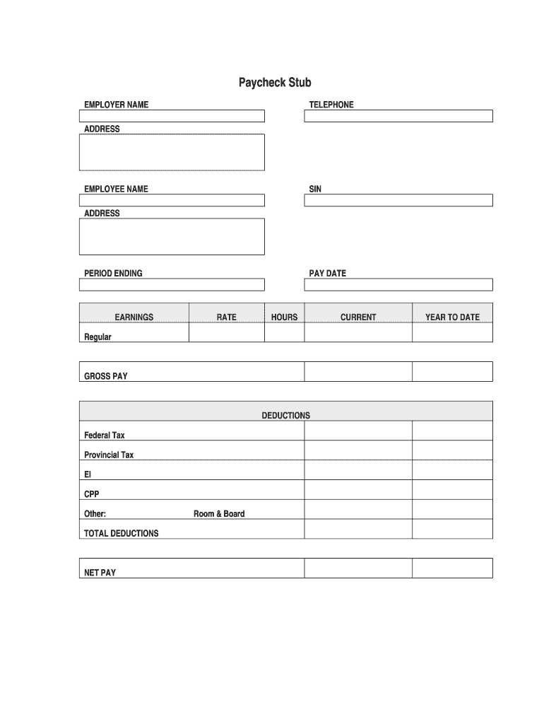 Blank Pay Stub - Fill Online, Printable, Fillable, Blank Inside Blank Pay Stubs Template