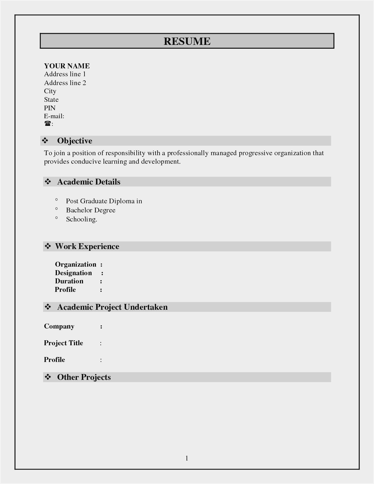 Blank Resume Format Pdf Free Download - Resume : Resume With Regard To Free Blank Resume Templates For Microsoft Word