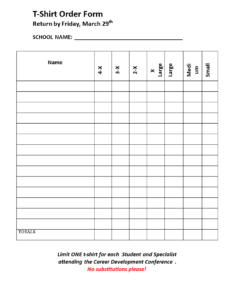 Blank T-Shirt Order Sheet | Templates At Allbusinesstemplates inside Blank T Shirt Order Form Template