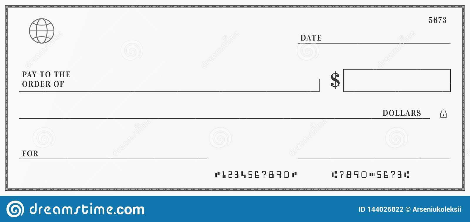 Blank Template Of The Bank Check. Stock Vector With Regard To Large Blank Cheque Template