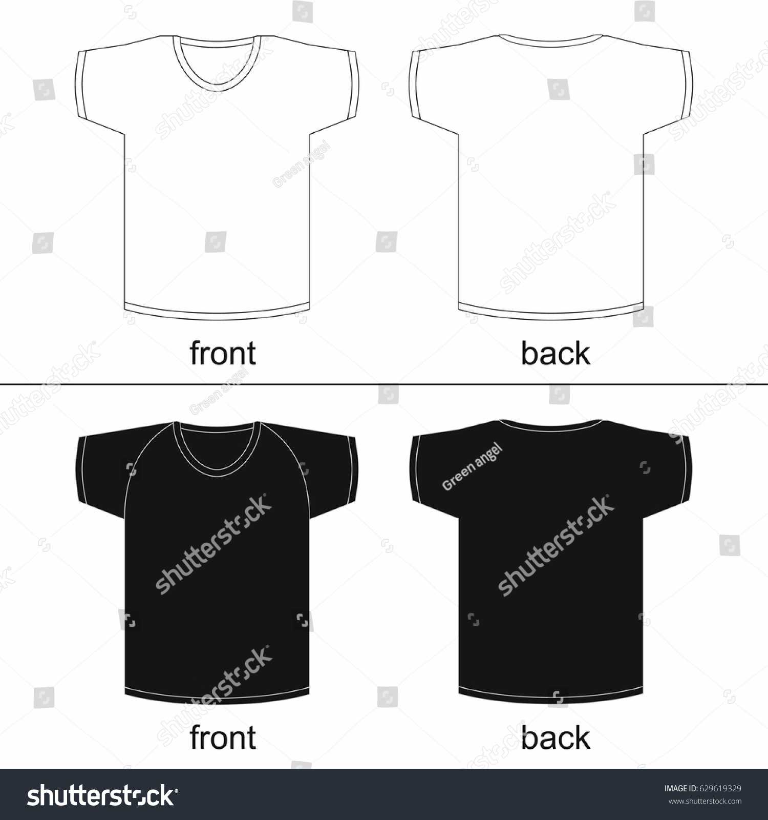 Blank Tshirt Template Front Back Printable Stock Vector Regarding Printable Blank Tshirt Template