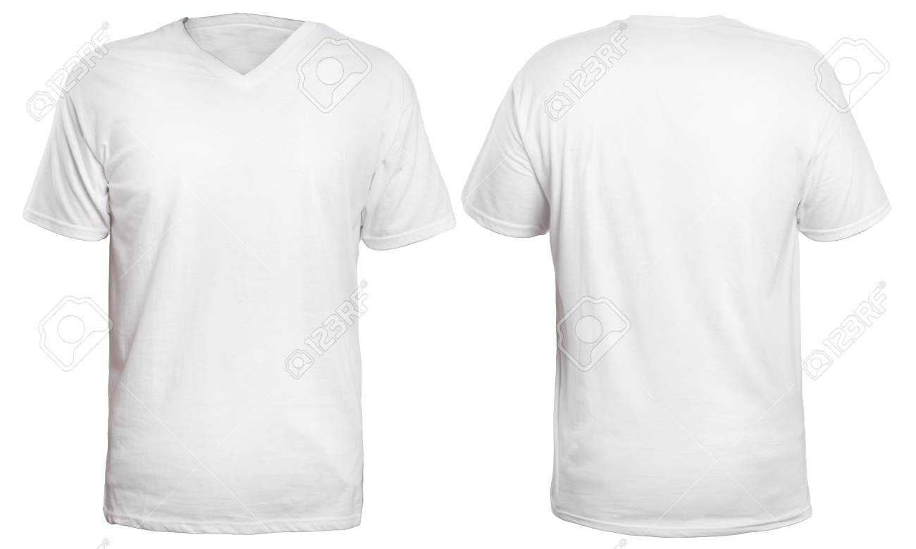 Blank V Neck Shirt Mock Up Template, Front And Back View, Isolated.. In Blank V Neck T Shirt Template
