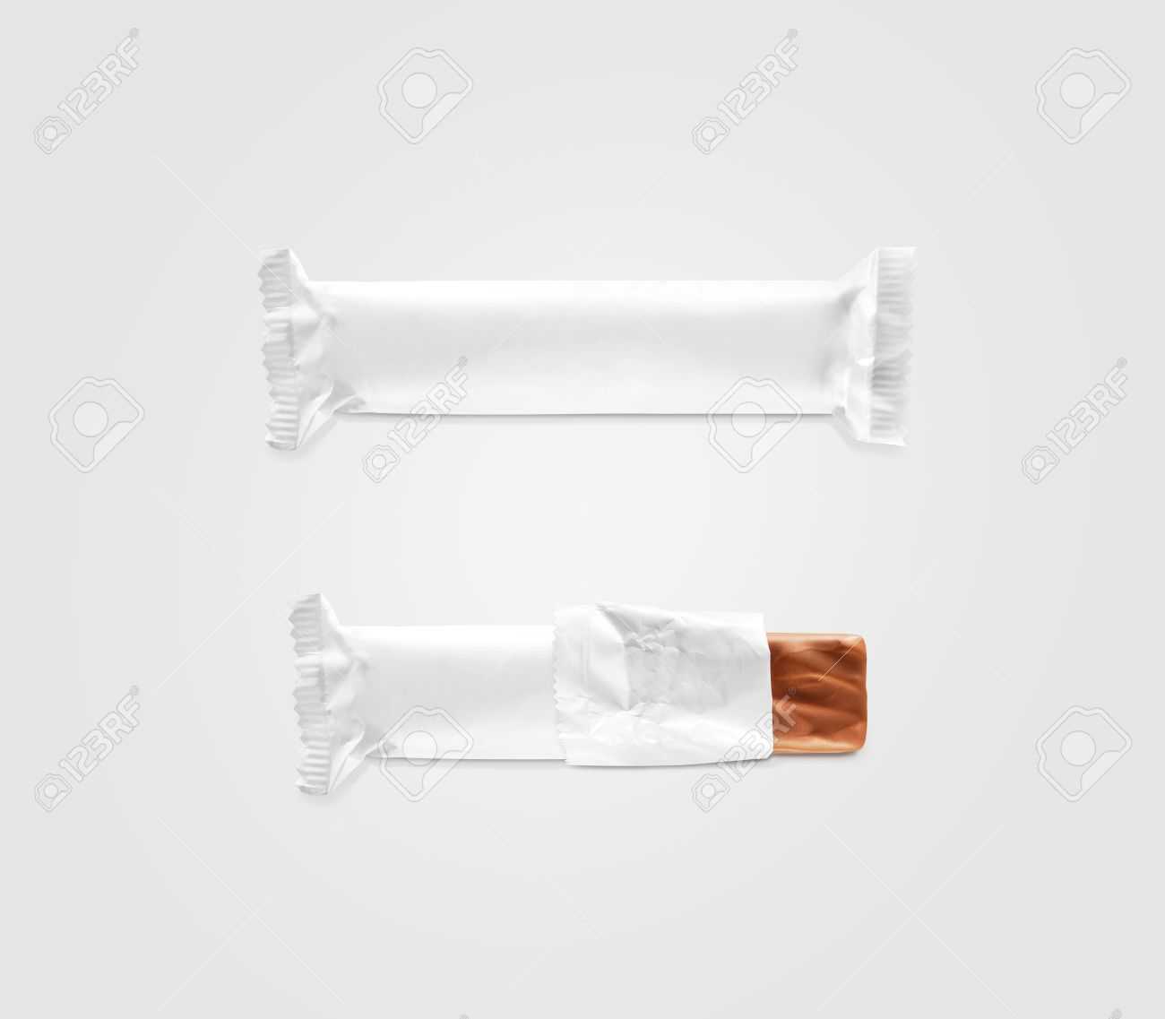 Blank White Candy Bar Plastic Wrap Mockup Isolated. Closed And.. Throughout Free Blank Candy Bar Wrapper Template