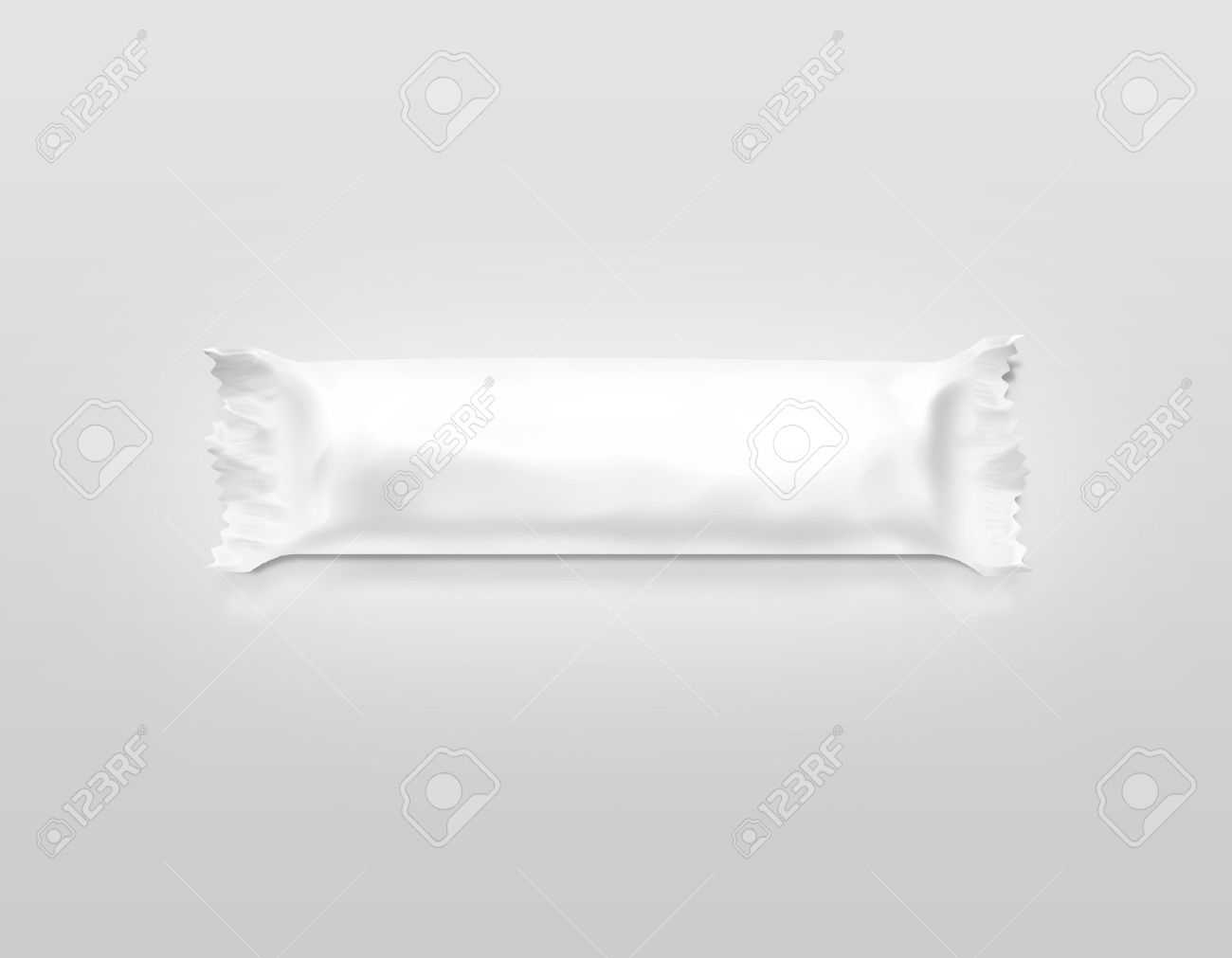 Blank White Candy Bar Plastic Wrap Mockup Isolated. Empty Chocolate.. Within Blank Candy Bar Wrapper Template