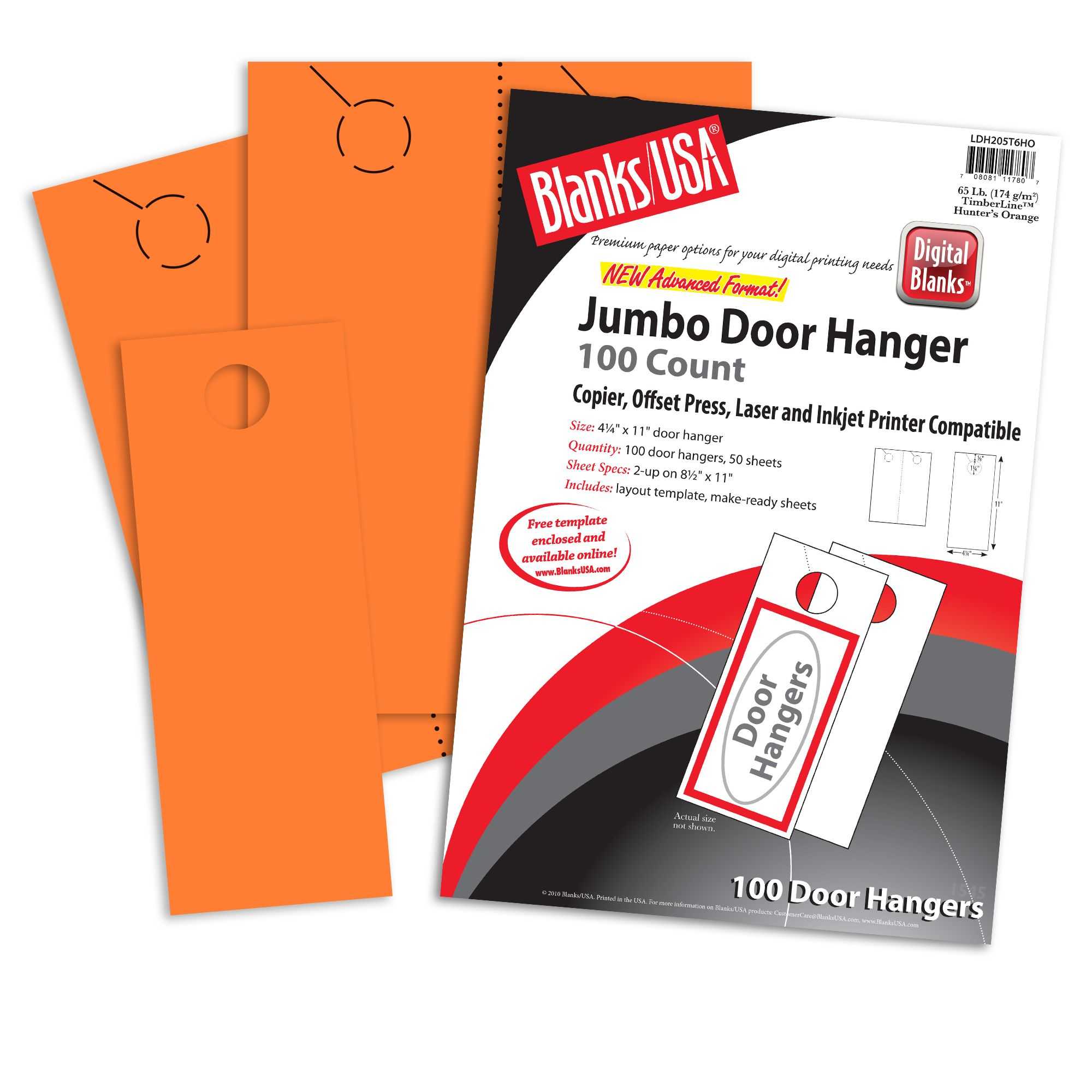 Blanks Usa Hunters Orange Jumbo Door Hangers – 8 1/2 X 11 In 65 Lb Cover  Pre Cut 50 Per Package Pertaining To Blanks Usa Templates