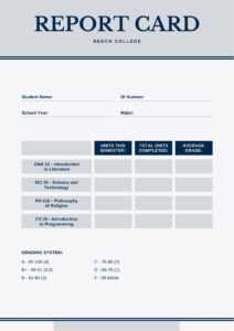 Blue And Gray Simple College Report Card - Templatescanva inside College Report Card Template