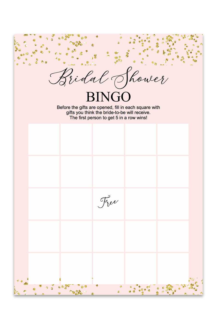 Blush And Confetti Bridal Shower Bingo – Chicfetti Regarding Blank Bridal Shower Bingo Template