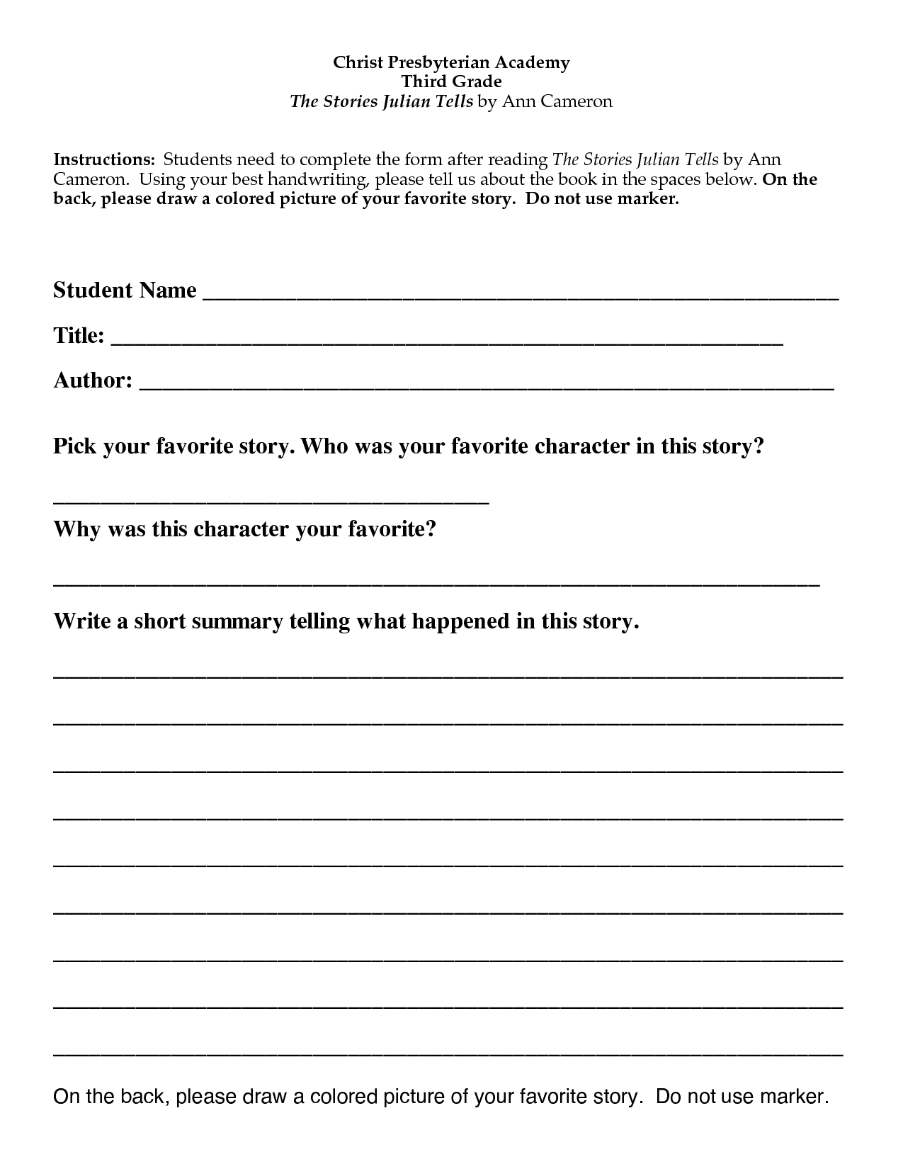 Book Report Template 4Th Grade ] – Book Review Worksheet 4Th Regarding Book Report Template 5Th Grade