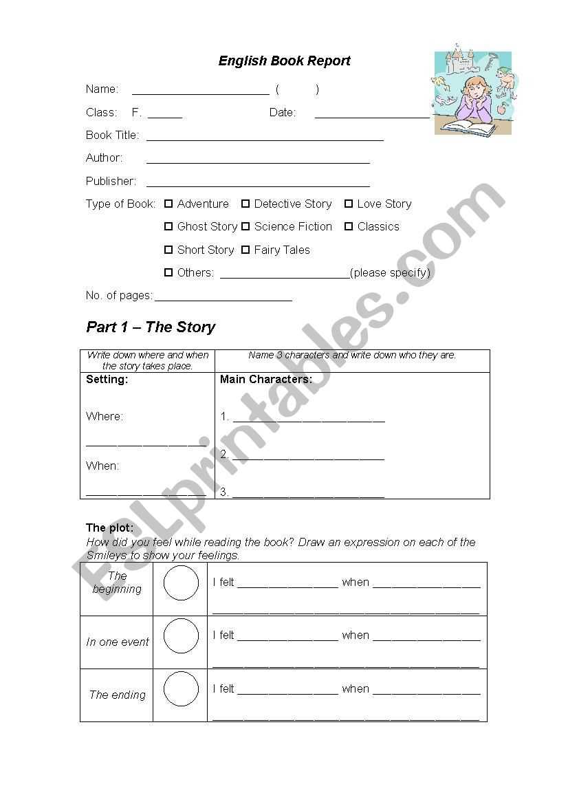 Book Report Template – Esl Worksheetfellowcoco Throughout Story Report Template