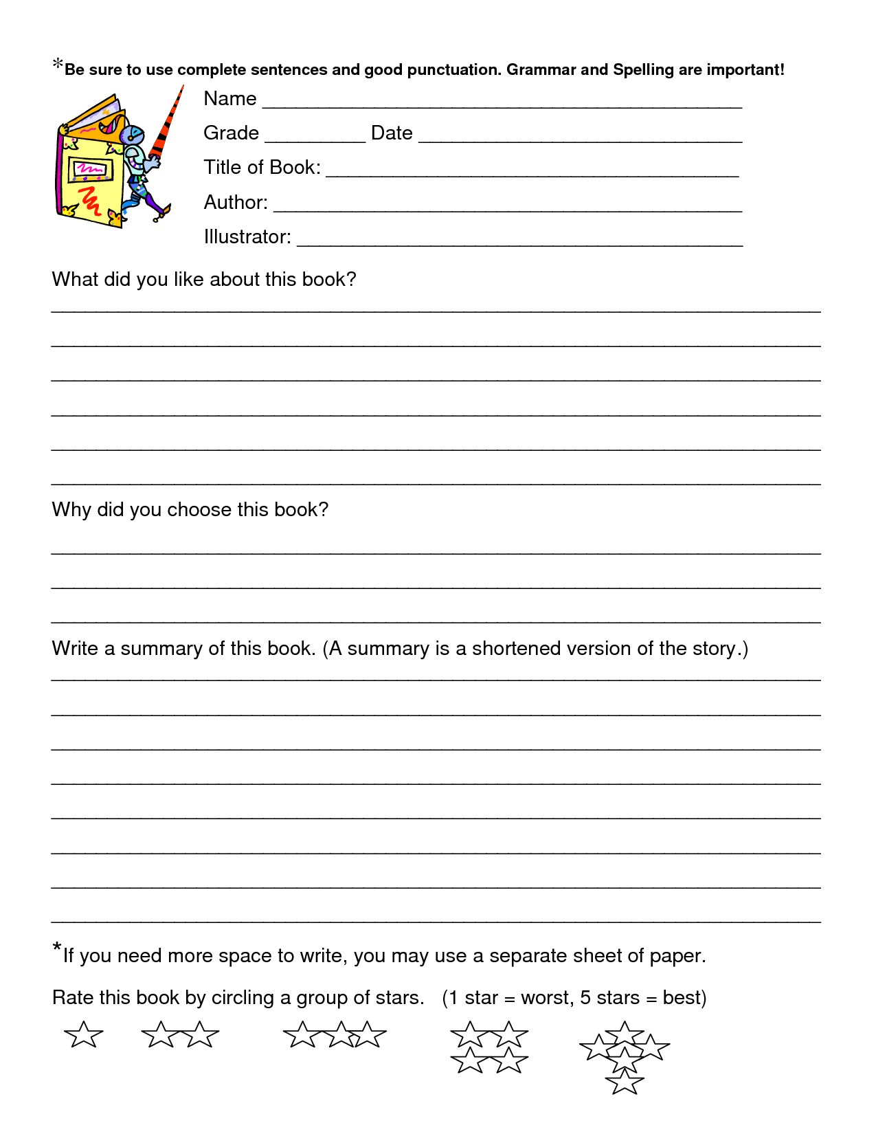 Book Review Worksheet Grade 5 | Printable Worksheets And For Book Report Template 6Th Grade